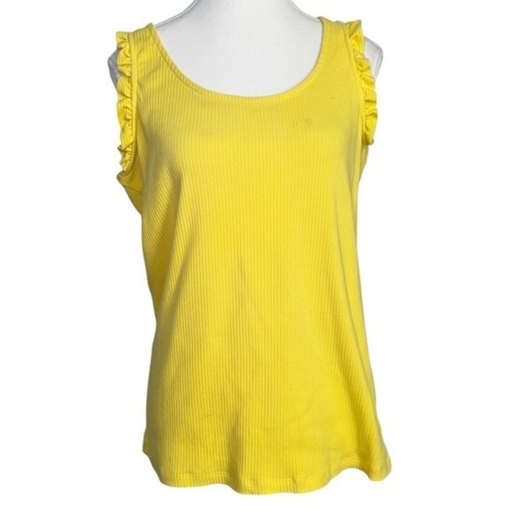 Crown & Ivy Vibrant Yellow Ribbed Knit Tank Top
